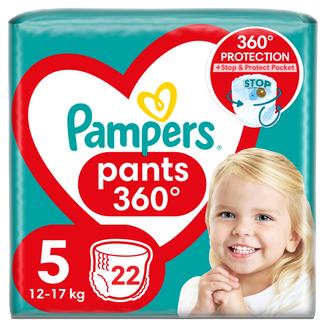 Pampers Pants, pieluchomajtki, Junior, rozmiar 5, 12-17 kg, 22 sztuki - zdjęcie produktu