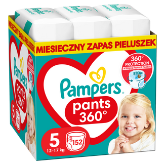 Pampers Pants, pieluchomajtki, Junior, rozmiar 5, 12-17 kg, 152 sztuki USZKODZONE OPAKOWANIE - zdjęcie produktu