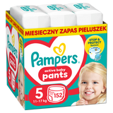 Pampers Pants, pieluchomajtki, Junior, rozmiar 5, 12-17 kg, 152 sztuki - miniaturka zdjęcia produktu