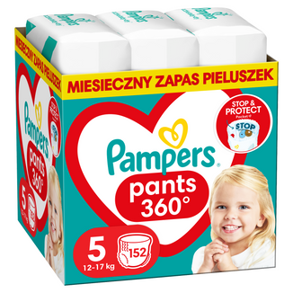 Pampers Pants, pieluchomajtki, Junior, rozmiar 5, 12-17 kg, 152 sztuki - zdjęcie produktu