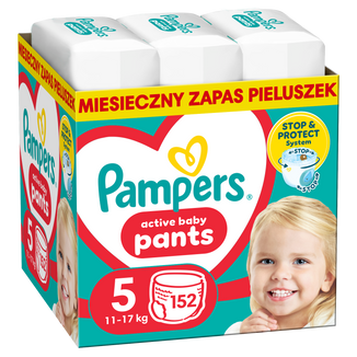 Pampers Pants, pieluchomajtki, Junior, rozmiar 5, 12-17 kg, 152 sztuki - zdjęcie produktu
