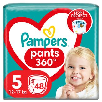 Pampers Pants, pieluchomajtki, Junior, rozmiar 5, 12-17 kg, 48 sztuk - zdjęcie produktu