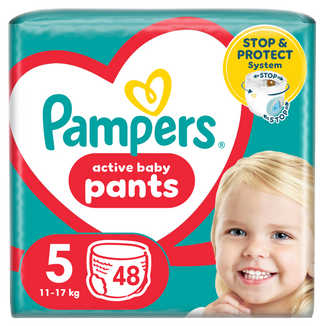 Pampers Pants, pieluchomajtki, Junior, rozmiar 5, 12-17 kg, 48 sztuk - zdjęcie produktu