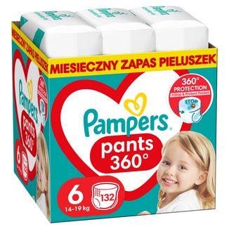 Pampers Pants, pieluchomajtki, Extra Large, rozmiar 6, 14-19 kg, 132 sztuki USZKODZONE OPAKOWANIE - zdjęcie produktu