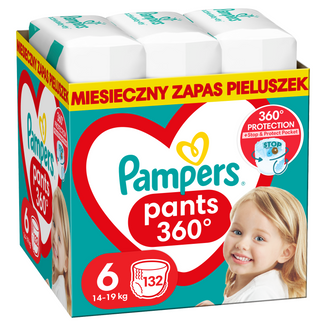 Pampers Pants, pieluchomajtki, Extra Large, rozmiar 6, 14-19 kg, 132 sztuki - zdjęcie produktu
