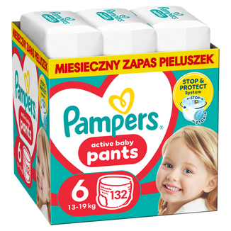 Pampers Pants, pieluchomajtki, Extra Large, rozmiar 6, 14-19 kg, 132 sztuki - zdjęcie produktu