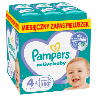 Pampers Active Baby 4 (9-14 kg), pieluchy, 180 sztuk USZKODZONE OPAKOWANIE - zdjęcie produktu