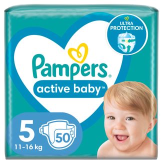 Pampers Active Baby, pieluchy rozmiar 5, 11-16 kg, 50 sztuk - zdjęcie produktu