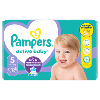 Pampers Active Baby, pieluchy, rozmiar 5, 11-16 kg, 50 sztuk - zdjęcie produktu