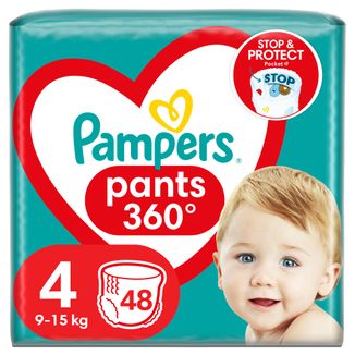 Pampers Pants, pieluchomajtki, rozmiar 4, 9-15 kg, 48 sztuk - zdjęcie produktu