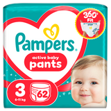 Pampers Active Baby Pants 3 (6-11 kg), pieluchomajtki, 62 sztuki - miniaturka zdjęcia produktu