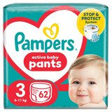 Pampers Pants, pieluchomajtki, rozmiar 3, 6-11 kg, 62 sztuki - miniaturka zdjęcia produktu
