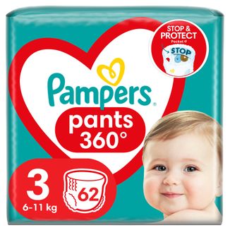 Pampers Pants, pieluchomajtki, rozmiar 3, 6-11 kg, 62 sztuki - zdjęcie produktu
