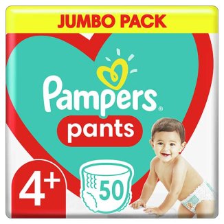 Pampers Pants, pieluchomajtki, rozmiar 4+, 9-15 kg, 50 sztuk - zdjęcie produktu