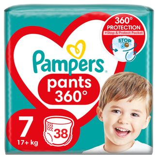 Pampers Pants, pieluchomajtki, rozmiar 7, 17+ kg, 38 sztuk - zdjęcie produktu