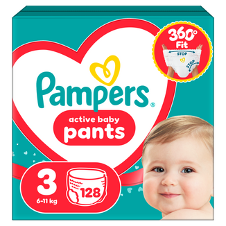 Pampers Active Baby Pants 3 (6-11 kg), pieluchomajtki, 128 sztuk - zdjęcie produktu
