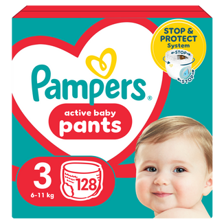 Pampers Pants, pieluchomajtki, rozmiar 3, 6-11 kg, 128 sztuk - zdjęcie produktu