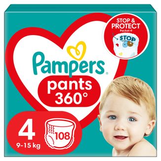 Pampers Pants, pieluchomajtki, rozmiar 4, 9-15 kg, 108 sztuk - zdjęcie produktu