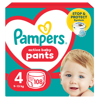 Pampers Pants, pieluchomajtki, rozmiar 4, 9-15 kg, 108 sztuk - zdjęcie produktu