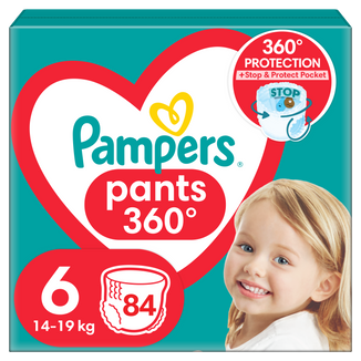 Pampers Pants, pieluchomajtki, rozmiar 6, 14-19 kg, 84 sztuki USZKODZONE OPAKOWANIE - zdjęcie produktu