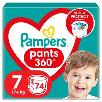 Pampers Pants, pieluchomajtki, rozmiar 7, 17+ kg,  74 sztuki - zdjęcie produktu
