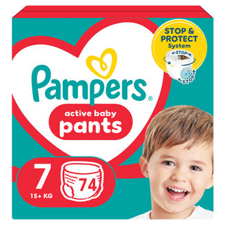 Pampers Pants, pieluchomajtki, rozmiar 7, 17+ kg,  74 sztuki - zdjęcie produktu