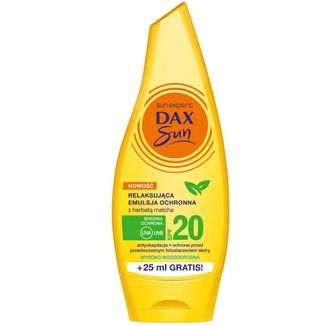 DAX Sun, relaksująca emulsja ochronna z herbatą matcha, SPF 20, 175 ml KRÓTKA DATA - zdjęcie produktu