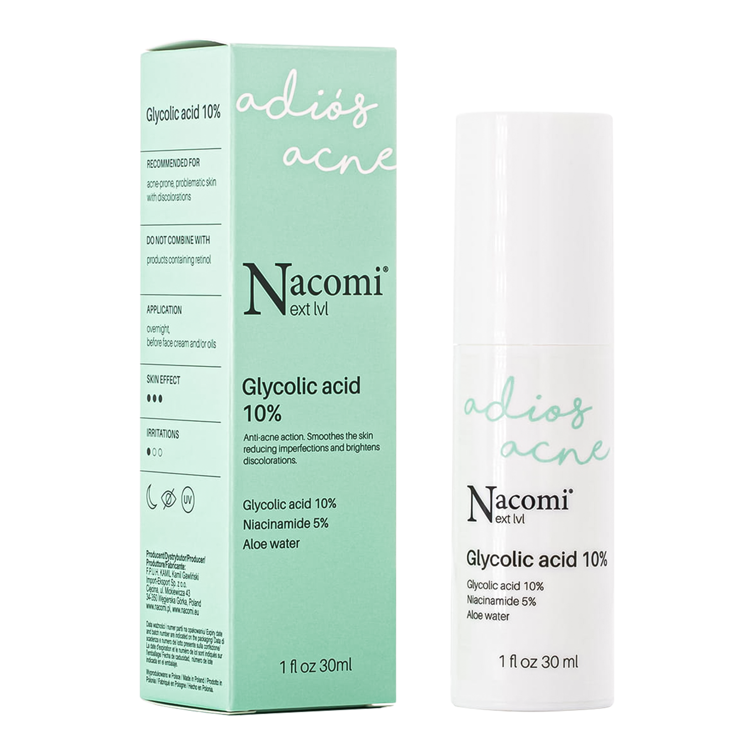 Nieznana Nacomi Next Level, serum z kwasem glikolowym 10%, na noc, 30 ml