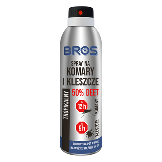 Bros, spray na komary i kleszcze, DEET 50%, 180 ml - zdjęcie produktu