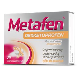 Metafen Dexketoprofen 25 mg, 20 tabletek powlekanych - zdjęcie produktu