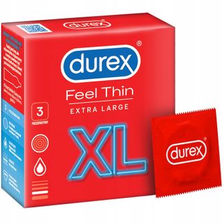 Durex Feel Thin XL, prezerwatywy extra duże, cienkie, 3 sztuki - zdjęcie produktu