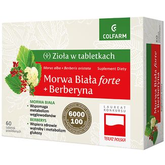 Zioła w Tabletkach Morwa Biała Forte + Berberyna, 60 tabletek powlekanych - zdjęcie produktu
