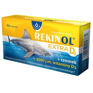 Rekinol Extra D3, olej z wątroby rekina, 60 kapsułek - zdjęcie produktu