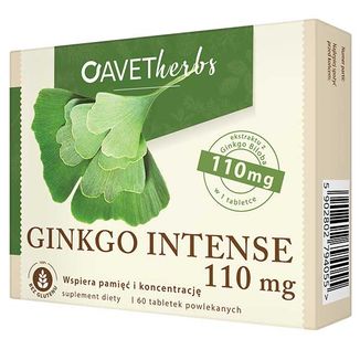 Avet Herbs Ginkgo Intense, 60 tabletek powlekanych - zdjęcie produktu