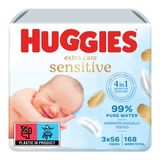 Huggies Extra Care Sensitive, chusteczki nawilżane, 3 x 56 sztuk - miniaturka zdjęcia produktu