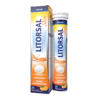 Zdrovit Litorsal Slim, smak pomarańczowy, 24 tabletki musujące - zdjęcie produktu