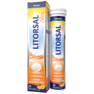 Zdrovit Litorsal Slim, smak pomarańczowy, 24 tabletki musujące - zdjęcie produktu