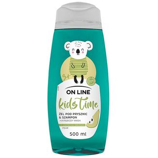 On Line Kids Time, żel pod prysznic i szampon 2w1 o zapachu gruszki, powyżej 3 lat, 500 ml - zdjęcie produktu
