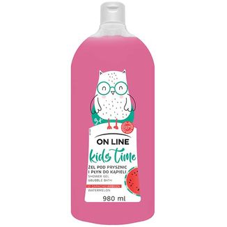 On Line Kids Time, żel pod prysznic i płyn do kąpieli 2w1 o zapachu arbuza, powyżej 3 lat, 980 ml - zdjęcie produktu