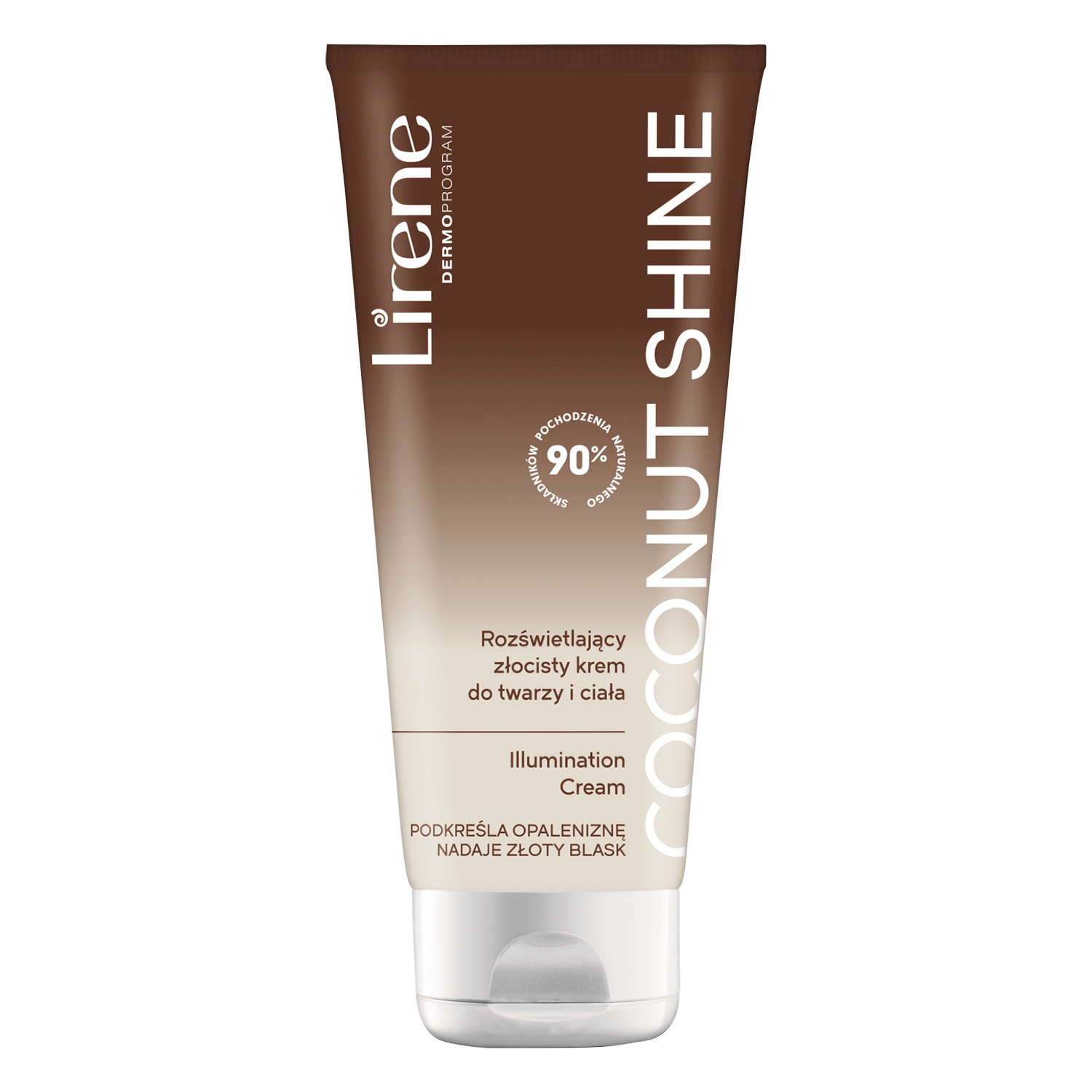 Lirene Lirene Perfect Tan, rozświetlający złocisty krem do twarzy i ciała, Coconut Shine, 150 ml