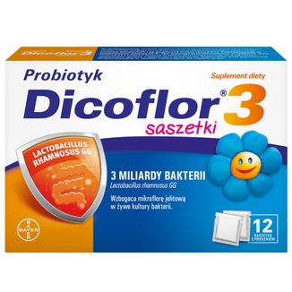 Dicoflor 3, dla dzieci i niemowląt od urodzenia, 12 saszetek USZKODZONE OPAKOWANIE - zdjęcie produktu