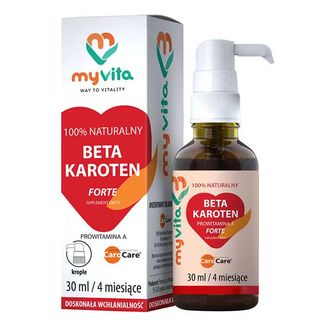 MyVita 100% Naturalny Beta Karoten, prowitamina A, krople, 30 ml KRÓTKA DATA - zdjęcie produktu