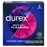 Durex Mutual Pleasure, prezerwatywy z lubrykantem przedłużającym stosunek, prążkowane z wypustkami, 3 sztuki - miniaturka zdjęcia produktu