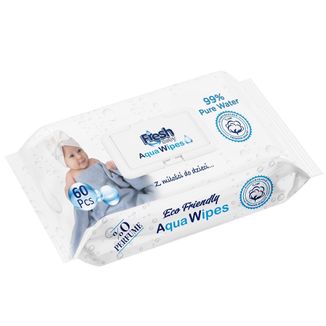 Aqua Wipes Fresh Baby, chusteczki nawilżane wodą, bawełniane, 60 sztuk - zdjęcie produktu