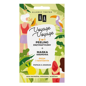 AA Voyage Voyage, 2w1, peeling enzymatyczny + maska kremowa, detoks i nawilżenie, papaja i ananas, 2 x 5 ml - zdjęcie produktu