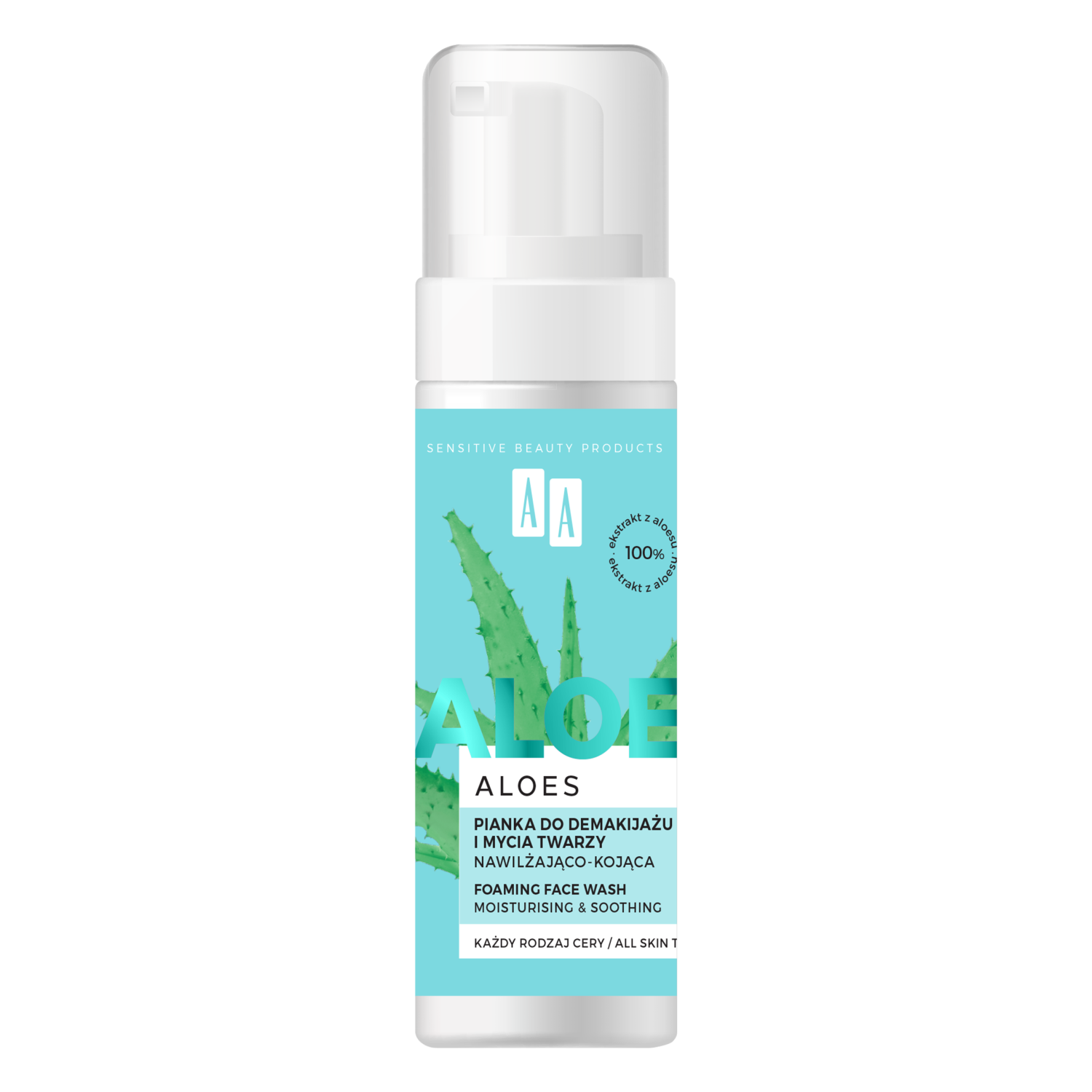AA Aloe Vera, Schaum zum Abschminken und Waschen Gesicht, feuchtigkeitsspendend-beruhigend, 150 ml