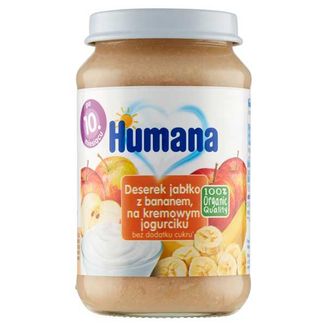 Humana 100% Organic, jabłko z bananem na kremowym jogurciku, po 10 miesiącu, 190 g  - zdjęcie produktu