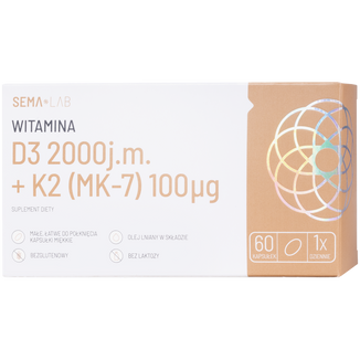 SEMA Lab Witamina D3 2000 j.m + K2 (MK-7) 100 µg, 60 kapsułek miękkich - zdjęcie produktu
