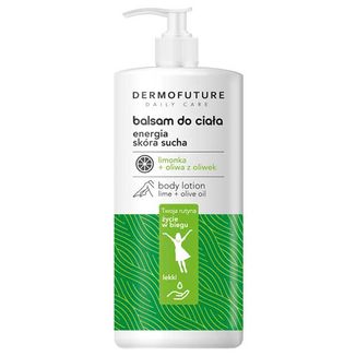Dermofuture Energia, balsam do ciała, skóra sucha, limonka + oliwa z oliwek, 480 ml - zdjęcie produktu