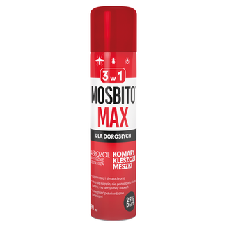 Mosbito Max, spray odstraszający komary, meszki i kleszcze, DEET 25%, 90 ml KRÓTKA DATA - zdjęcie produktu